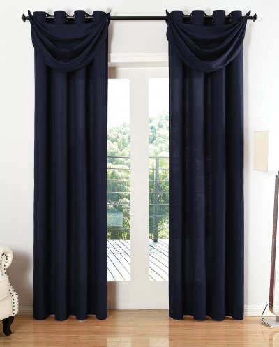 -20405S4-Vorhang Set 6 teilig Blickdicht Schal Gardine Ösen Microsatin Segel Querbehang