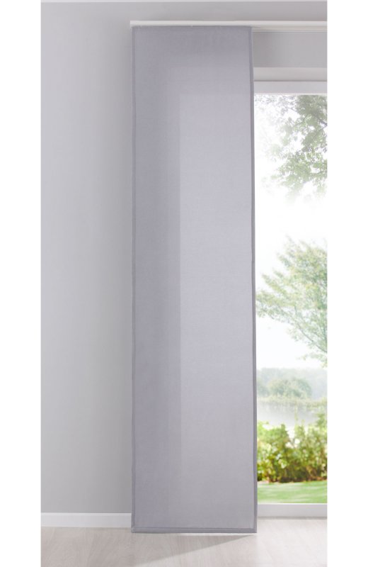 -204411- Grau HxB 245x60 cm Flächenvorhang Schiebegardine Cationic blickdicht Leinen Optik seidenmatt 204411