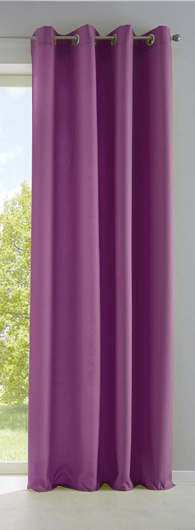 -10000265-Vorhang Blickdicht Matt Lichtdurchlässig Gardine Ösen Leinen Optik Grobfaser