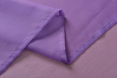 -61000CN- 2er-Pack Gardinen Transparent Vorhang Set Wohnzimmer Voile Schlaufenschal mit Bleibandabschluß Lila HxB 245x140 cm