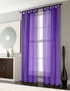 -61000CN- 2er-Pack Gardinen Transparent Vorhang Set Wohnzimmer Voile Schlaufenschal mit Bleibandabschluß Lila HxB 245x140 cm