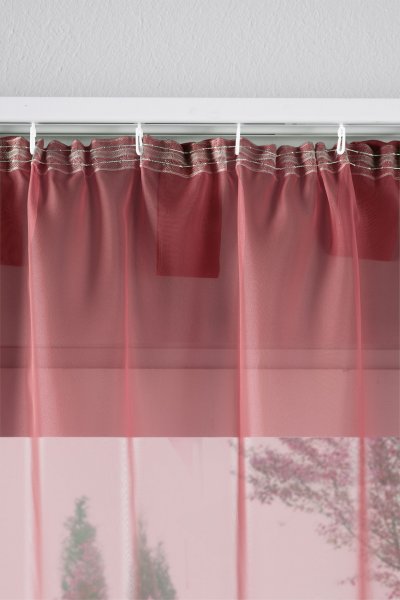 -61000CN- Bordeaux HxB  175x140 cm 2er Pack Schlaufenschal uni transparent Voile Bleiband Kräuselband Schlaufen