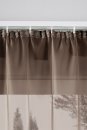 -61000CN- Braun HxB  175x140 cm 2er Pack Schlaufenschal uni transparent Voile Bleiband Kräuselband Schlaufen