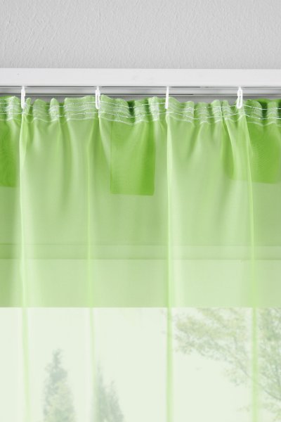 -61000CN- Apfelgrün HxB  175x140 cm 2er Pack Schlaufenschal uni transparent Voile Bleiband Kräuselband Schlaufen