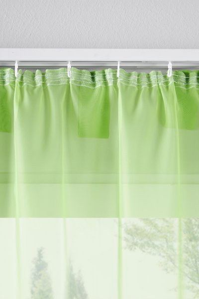 -61000CN- Apfelgrün HxB  175x140 cm 2er Pack Schlaufenschal uni transparent Voile Bleiband Kräuselband Schlaufen