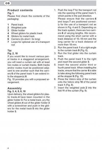 -10000324- Alu 1er Pack 60 cm Aluminum 60 cm Paneelwagen für Flächenvorhang incl.Beschwerungsstange