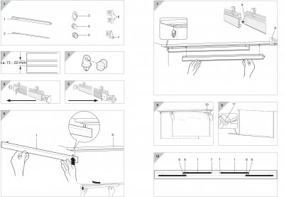 -10000324- Alu 4er Pack 60 cm Aluminum 60 cm Paneelwagen für Flächenvorhang incl.Beschwerungsstange