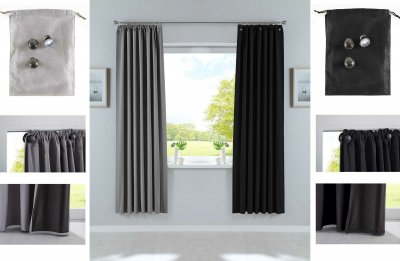 -10000335-Vorhang 100% Verdunkelung »DARK« Saugnapf Reisevorhang Tragetasche Gardinenband