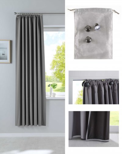 -10000335- Grau HxB 200x130 cm Vorhang 100% Verdunkelung...