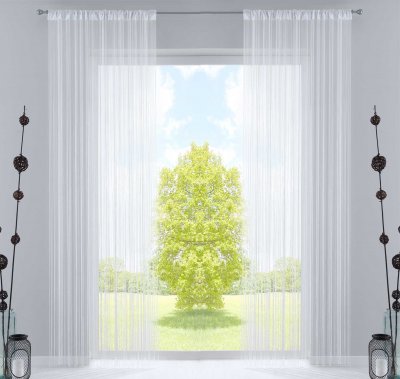 -20303CN2- Weiß HxB 250x140 cm 2er Set Fadengardine...