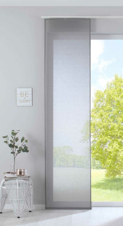 -2019032- Grau HxB 245x60 cm Flächenvorhang »Nizza« Transparent Halbvoile Paneelwagen Mischgewebe