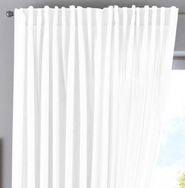 -2019037- Weiß HxB 250x300 cm Vorhang Verdeckte Schlaufen Cationic »JENA« Leinen Optik Meliert Gardinenband