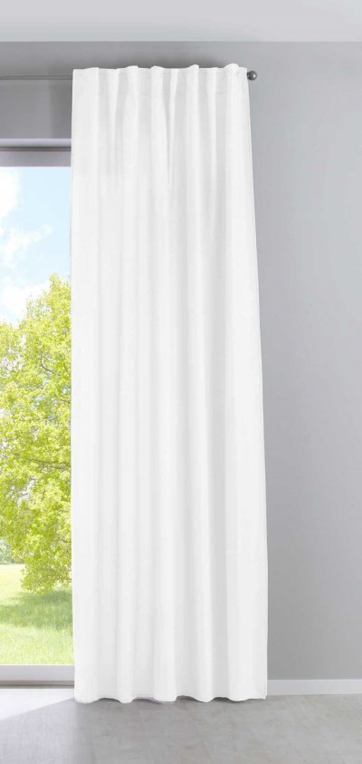-2019037- Weiß HxB 250x300 cm Vorhang Verdeckte Schlaufen Cationic »JENA« Leinen Optik Meliert Gardinenband