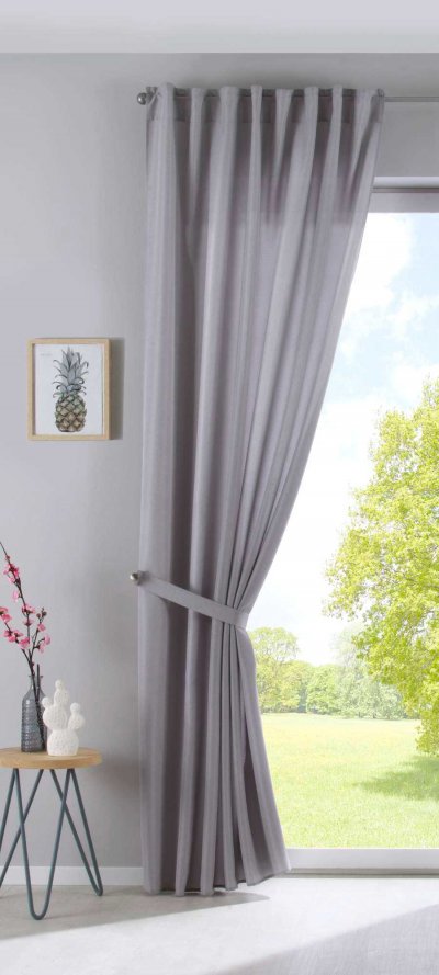 -2019037- Silber HxB 225x140 cm Vorhang Verdeckte Schlaufen Cationic »JENA« Leinen Optik Meliert Gardinenband