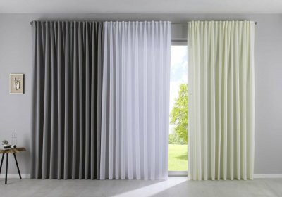 -100002651-Vorhang Blickdicht Matt »PALERMO« 300 cm Breit Gardine Schlaufen Leinen Optik