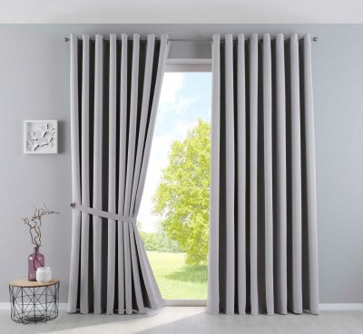 -201920600- Grau HxB 245x140 cm Vorhang Blickdicht »NewYork« Verdunkelungsvorhang Ösen Ökotex UV-Schutz