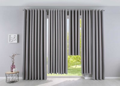 -201920600- Grau HxB 245x140 cm Vorhang Blickdicht »NewYork« Verdunkelungsvorhang Ösen Ökotex UV-Schutz