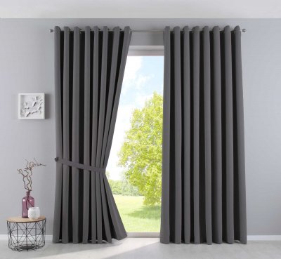 -201920600- Dunkelgrau HxB 225x140 cm Vorhang Blickdicht »NewYork« Verdunkelungsvorhang Ösen Ökotex UV-Schutz