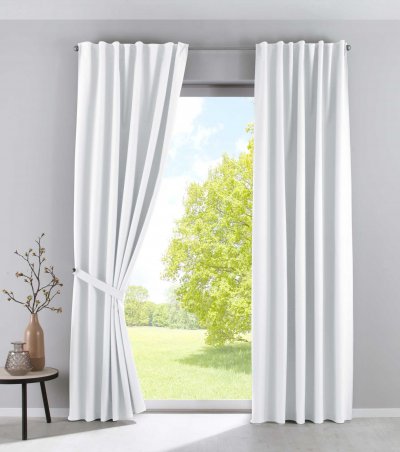 -100002652-2-2 x Verdunkelungsvorhänge »PALERMO DARK« Blickdicht Fleece Schlaufen Kräuselband