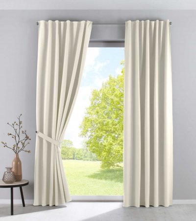 -100002652-2-2 x Verdunkelungsvorhänge »PALERMO DARK« Blickdicht Fleece Schlaufen Kräuselband