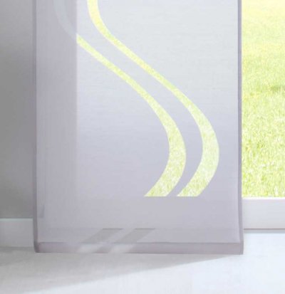 -20190418-2- Grau HxB 245x45 cm 2er Set Flächenvorhänge Ausbrenner Welle Transparent Paneelwagen Zubhör
