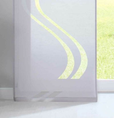 -20190418-2- Grau HxB 245x45 cm 2er Set Flächenvorhänge Ausbrenner Welle Transparent Paneelwagen Zubhör