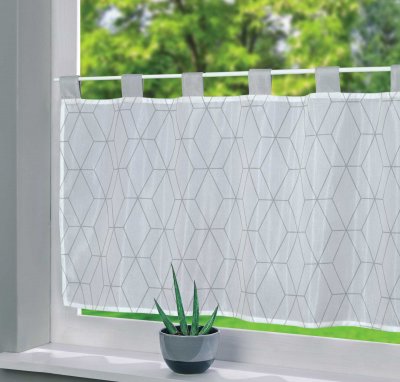 -202071-Scheibengardine »Ulm« Voile Transparent Bedruckt Ausbrenner Stangendurchzug
