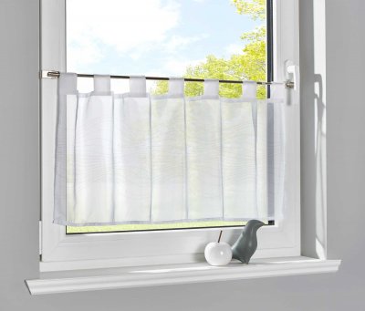 -202071-Scheibengardine »Ulm« Voile Transparent Bedruckt Ausbrenner Stangendurchzug