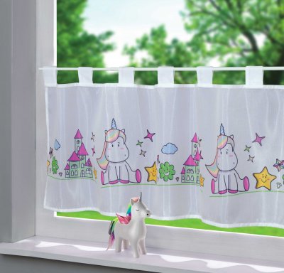 -202071-Scheibengardine »Ulm« Voile Transparent Bedruckt Ausbrenner Stangendurchzug