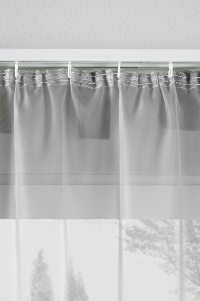 -202076- Grau HxB 255x140 cm 1er Pack Schlaufenschal uni transparent Voile Kräuselband Schlaufen