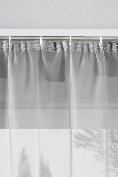 -202076- Grau HxB 255x140 cm 1er Pack Schlaufenschal uni transparent Voile Kräuselband Schlaufen