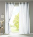 -20400N2- Weiß HxB 245x140 cm 2er Set Vorhänge Schal Schlaufen »Berlin« Microsatin Blickdicht Kräuselband