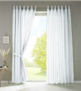 -20400N2- Weiß HxB 245x140 cm 2er Set Vorhänge Schal Schlaufen »Berlin« Microsatin Blickdicht Kräuselband