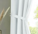 -20400N2- Weiß HxB 245x140 cm 2er Set Vorhänge Schal Schlaufen »Berlin« Microsatin Blickdicht Kräuselband