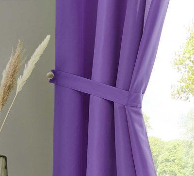 -20405N2- Lila HxB 245x140 cm 2er Set Vorhänge Ösen »Berlin« Schal Microsatin Blickdicht Lichtdurchlässig Uni