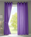 -20405N2- Lila HxB 245x140 cm 2er Set Vorhänge Ösen »Berlin« Schal Microsatin Blickdicht Lichtdurchlässig Uni