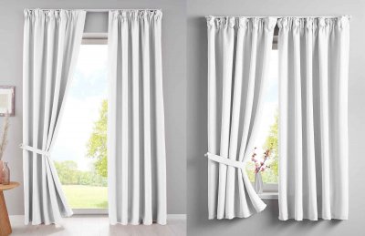 -202020610- Weiß HxB 225x140 cm Verdunkelungsvorhang Blickdicht »NewYork« verdeckte Schlaufen Kräuselband