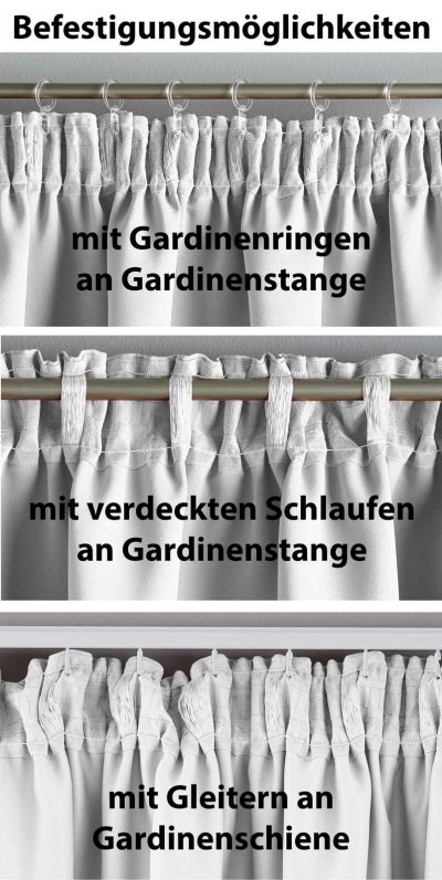 -202020610- Weiß HxB 245x140 cm Verdunkelungsvorhang Blickdicht »NewYork« verdeckte Schlaufen Kräuselband