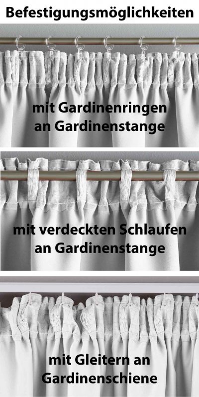 -202020610- Weiß HxB 245x140 cm Verdunkelungsvorhang Blickdicht »NewYork« verdeckte Schlaufen Kräuselband