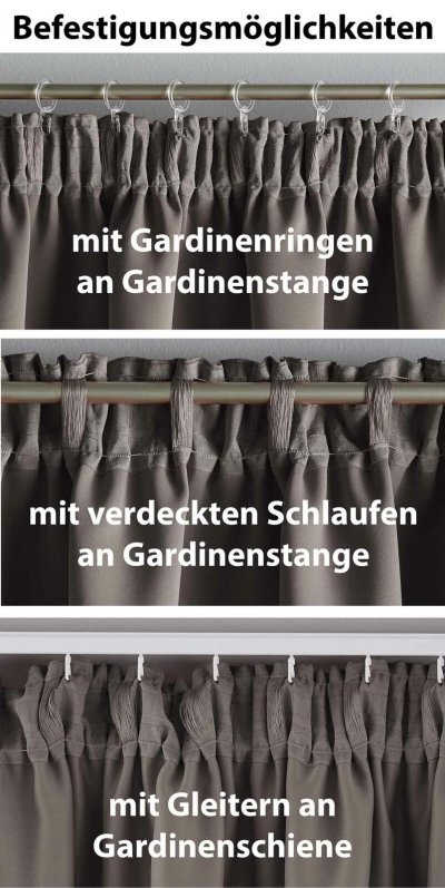 -202020610- Taupe HxB 225x295 cm Verdunkelungsvorhang Blickdicht »NewYork« verdeckte Schlaufen Kräuselband