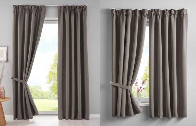 -202020610- Taupe HxB 225x295 cm Verdunkelungsvorhang Blickdicht »NewYork« verdeckte Schlaufen Kräuselband