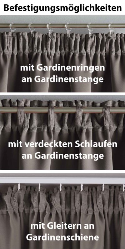 -202020610- Taupe HxB 225x295 cm Verdunkelungsvorhang Blickdicht »NewYork« verdeckte Schlaufen Kräuselband