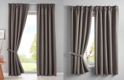 -202020610- Taupe HxB 225x295 cm Verdunkelungsvorhang Blickdicht »NewYork« verdeckte Schlaufen Kräuselband