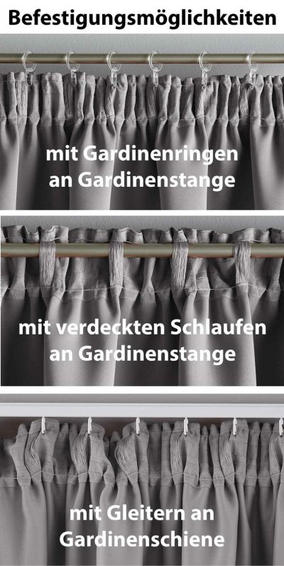 -202020610- Grau HxB 245x295 cm Verdunkelungsvorhang Blickdicht »NewYork« verdeckte Schlaufen Kräuselband