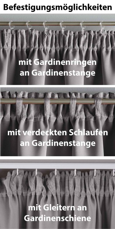 -202020610- Grau HxB 245x295 cm Verdunkelungsvorhang Blickdicht »NewYork« verdeckte Schlaufen Kräuselband