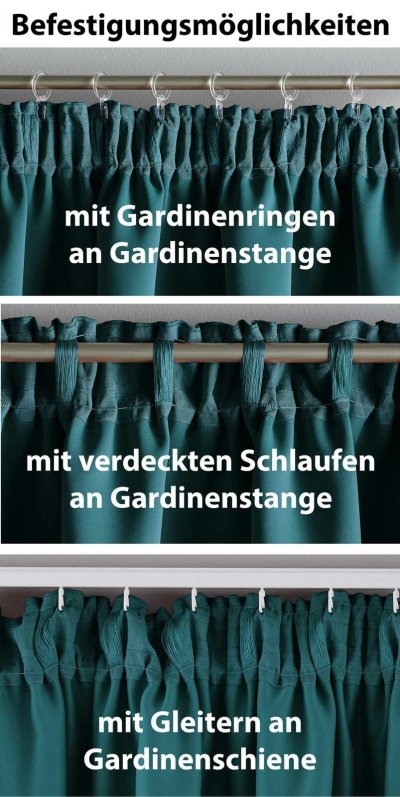 -202020610- Petrol HxB 160x140 cm Verdunkelungsvorhang Blickdicht »NewYork« verdeckte Schlaufen Kräuselband