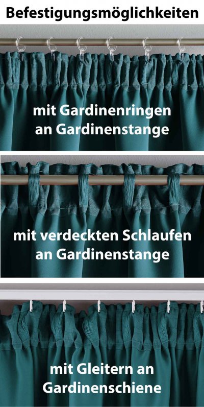 -202020610- Petrol HxB 160x140 cm Verdunkelungsvorhang Blickdicht »NewYork« verdeckte Schlaufen Kräuselband