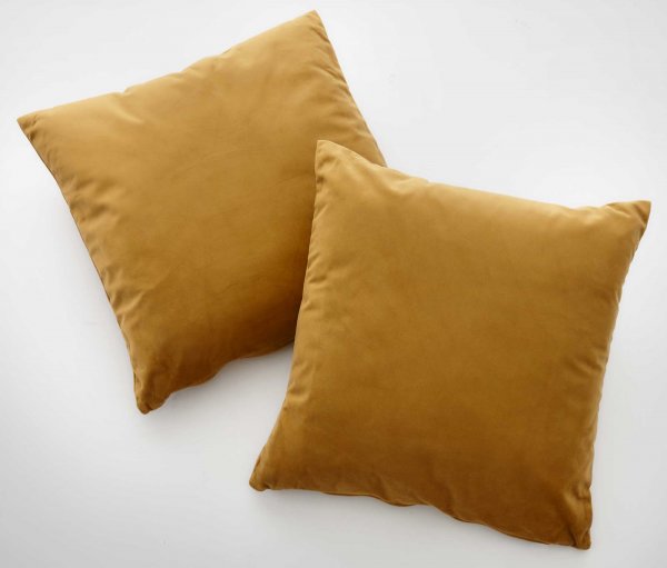 -203572-2- Senf HxB 45x45 cm 2er Set Sofakissen Kissenbezug »Milano« Samt mit Füllung Dekokissen Couchkissen