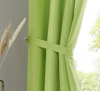 -20400N- Apfelgrün HxB 175x140 cm 1er Set Vorhang Schal Schlaufen »Berlin« Microsatin Blickdicht Kräuselband