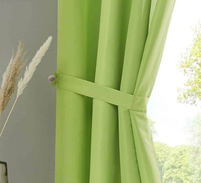 -20400N- Apfelgrün HxB 175x140 cm 1er Set Vorhang Schal Schlaufen »Berlin« Microsatin Blickdicht Kräuselband